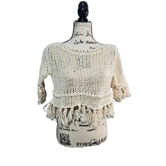 Free Peopl Loose Knit Fringe Sweater Women's S - Picture 1 of 9